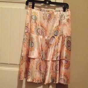 Peach Harve Bernard Floral Tiered Skirt